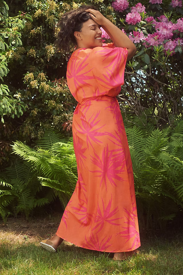 Maeve Tropical Wrap Caftan | Anthropologie (US)