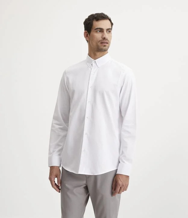 Camisa Comfort Básica em Oxford com Textura Maquinetada Branco | Renner (BR)