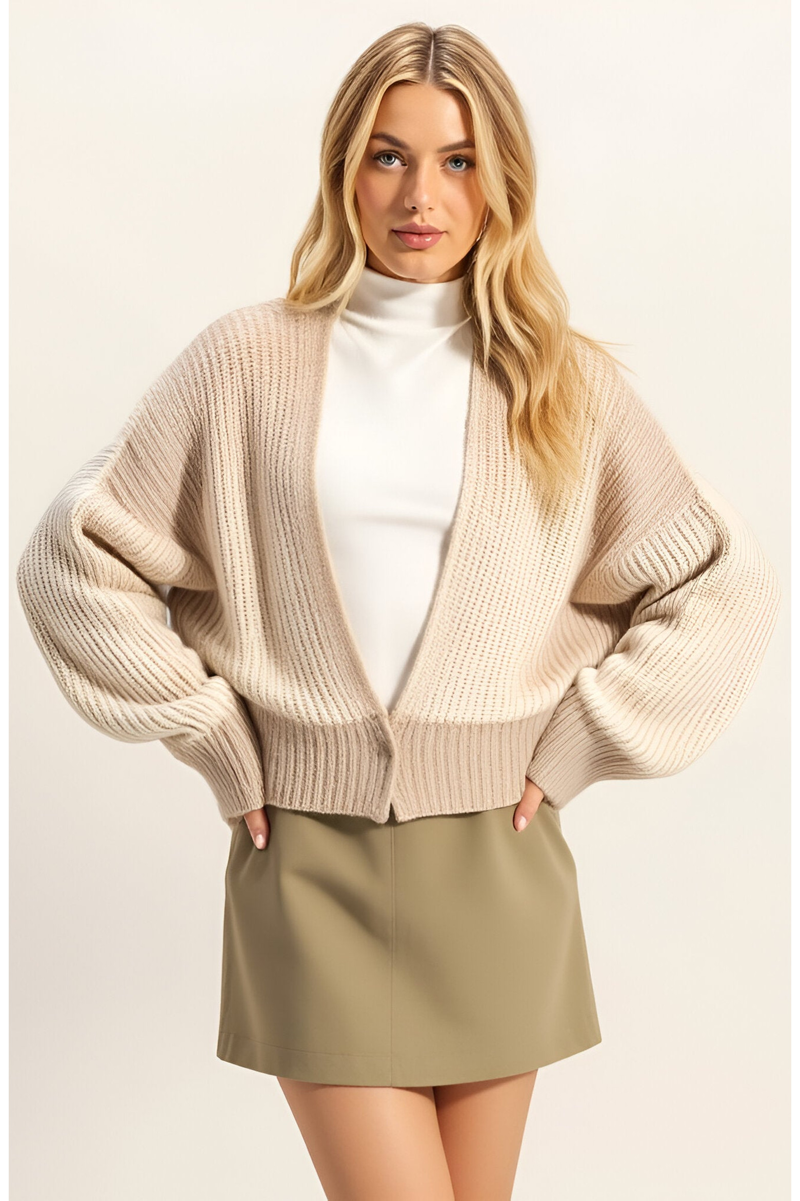 Ribbed Knit Cardigan with Drop Shoulders, Relaxed Fit and Cropped Hem (Women) | Nordstrom | Nordstrom
