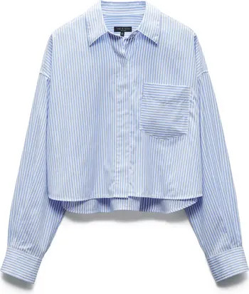 rag & bone Beatrice Stripe Cotton Poplin Crop Button-Up Shirt | Nordstrom | Nordstrom