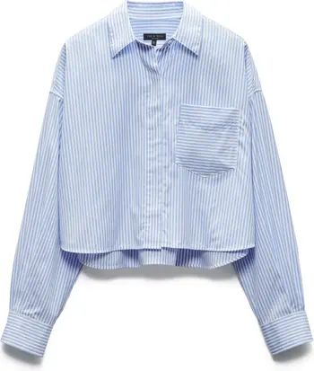 rag & bone Beatrice Stripe Cotton Poplin Crop Button-Up Shirt | Nordstrom | Nordstrom