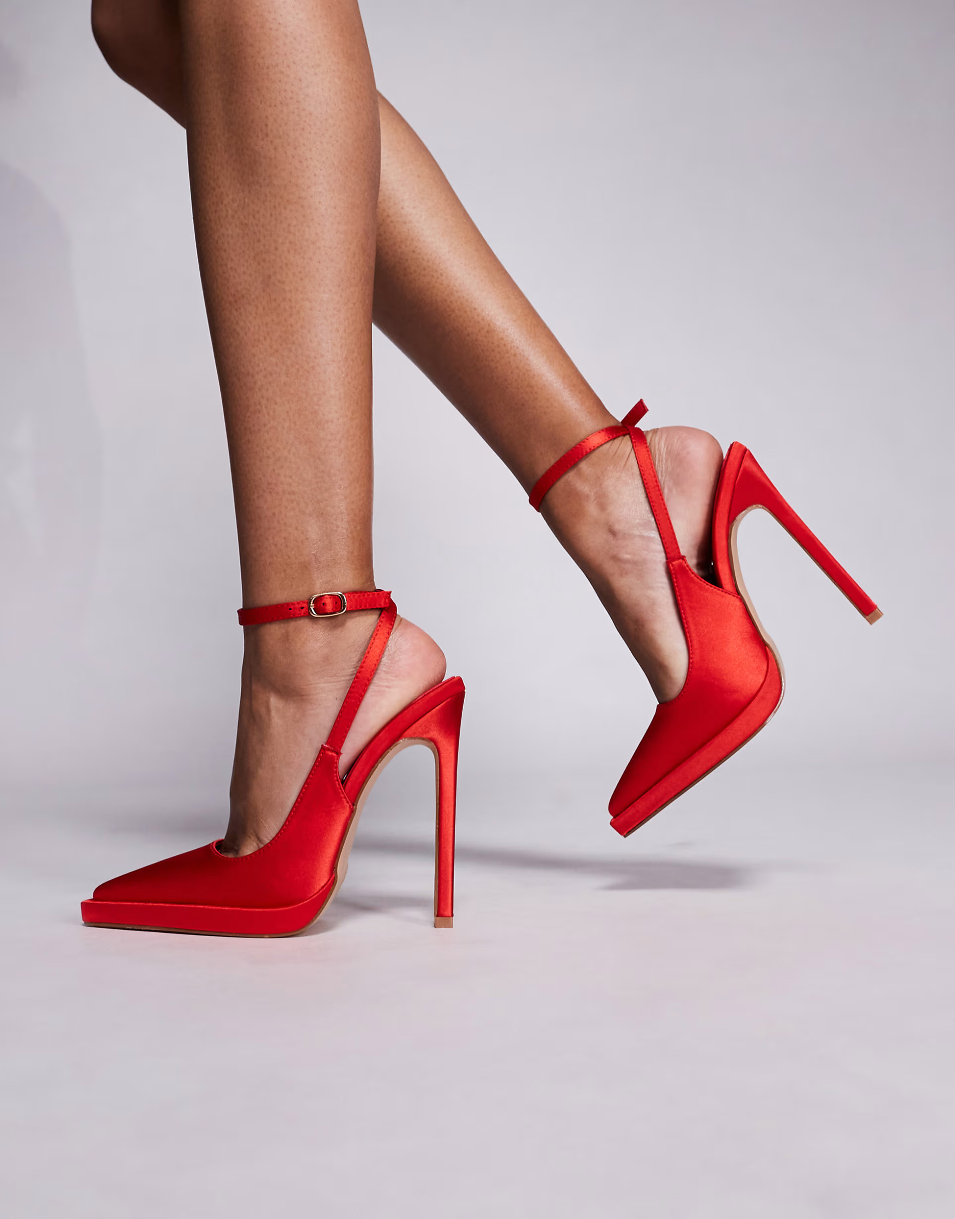 Simmi London Landen platform heeled pumps in red satin | ASOS (Global)