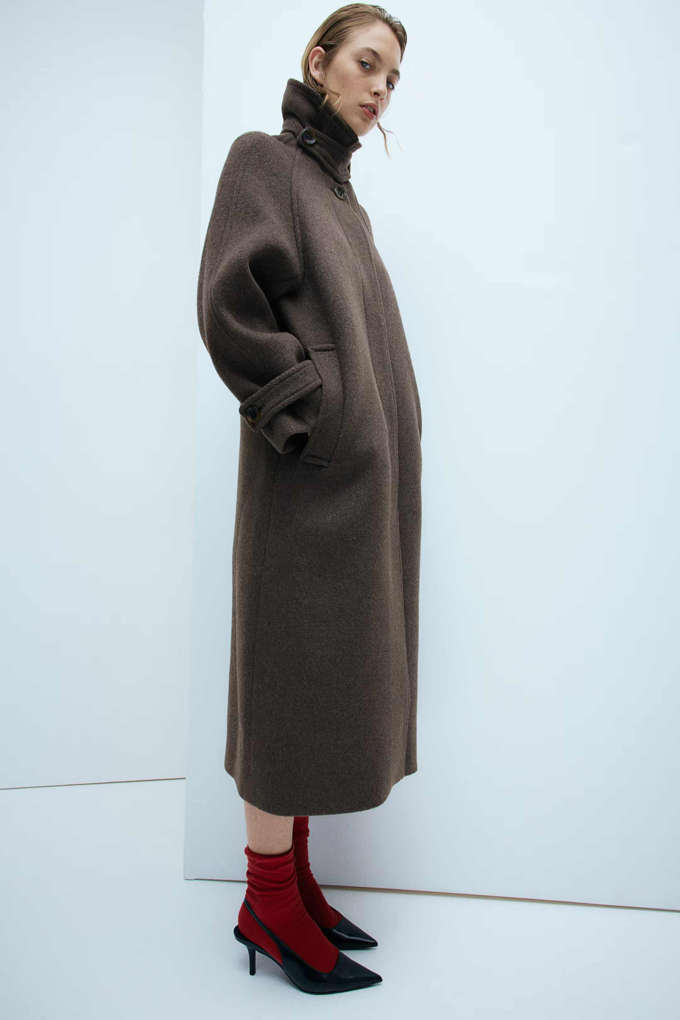 Wool-blend car coat - Dark brown - Ladies | H&M GB | H&M (UK, MY, IN, SG, PH, TW, HK)