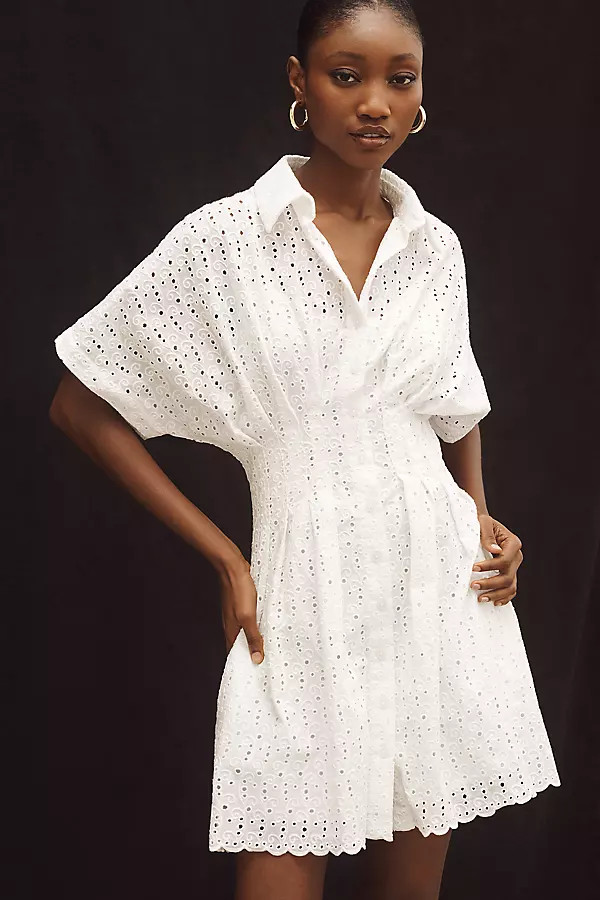 The Tobie Eyelet Mini Shirt Dress by Exquise | Anthropologie (US)