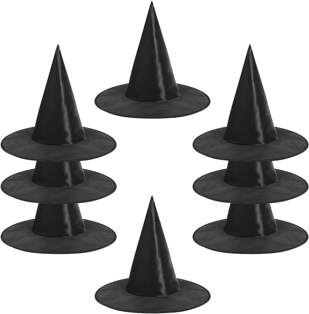 8 Pack Halloween Costume Witch Hat Cap Witch Costume Accessory For Halloween Cosplay Party, Black | Amazon (US)