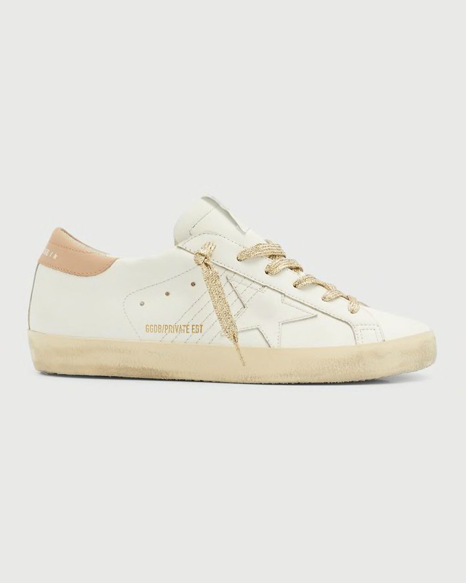 Golden Goose Superstar Leather Glitter Low-Top Sneakers | Neiman Marcus