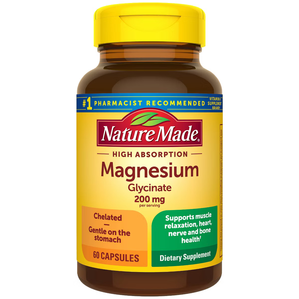 Nature Made High Absorption Magnesium Glycinate 200 mg per serving, Magnesium Supplement Capsules... | Target