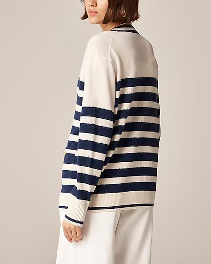Cashmere cardigan sweater in sailor stripe | J.Crew US