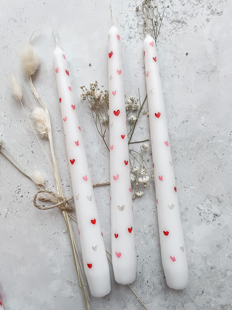 Hand Painted Mini Heart Candle Valentines Day Candles Dinner - Etsy | Etsy (US)