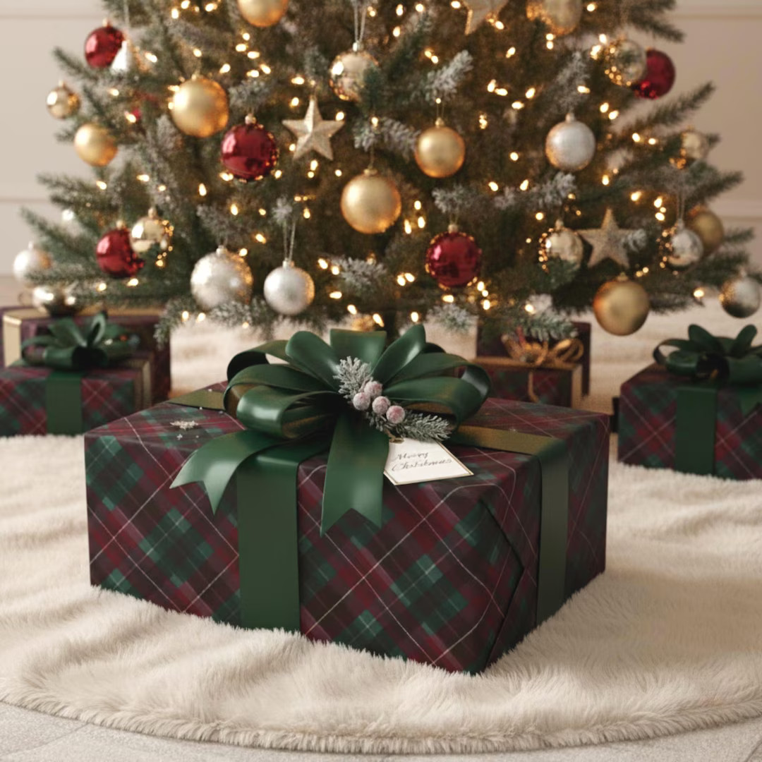 Tartan Plaid | Ralph Lauren Inspired Elegant Christmas Wrapping Papers | Green and Burgundy Gift ... | Etsy (US)