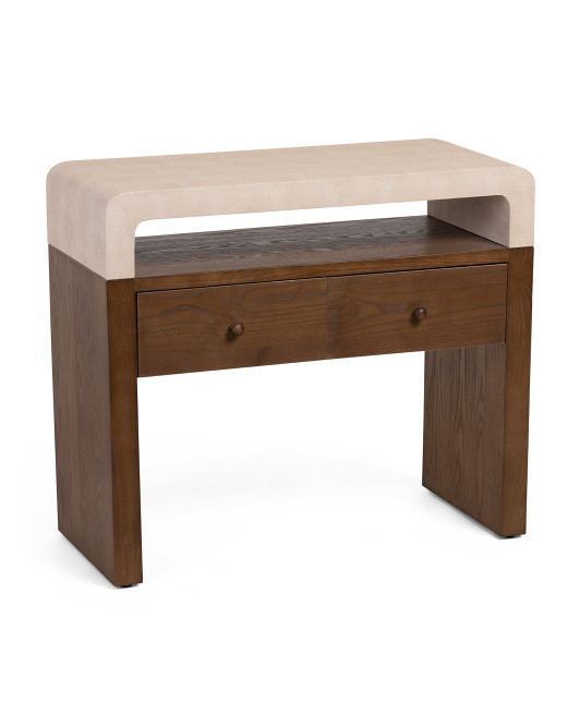 32x28x14 Two Drawer Faux Shagreen Console Table | TJ Maxx