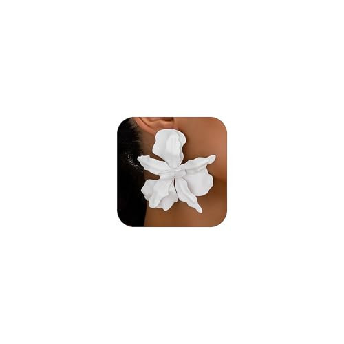 Large Flower Earrings For Women Fashionable Exaggerated Colorful Flower Earrings Vintage Elegant Statement Jewelry Accessories (white) | Amazon (US)
