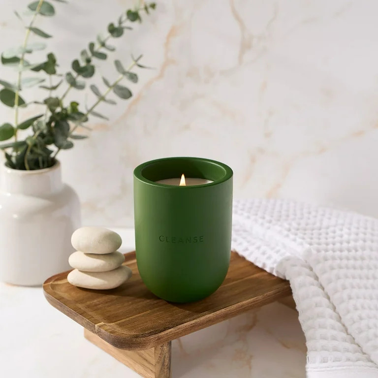 Allswell Cleanse Scented Ceramic Jar Spa Candle 10 oz., Fresh Orange & Sage Leaf & Sea Salt, Gree... | Walmart (US)