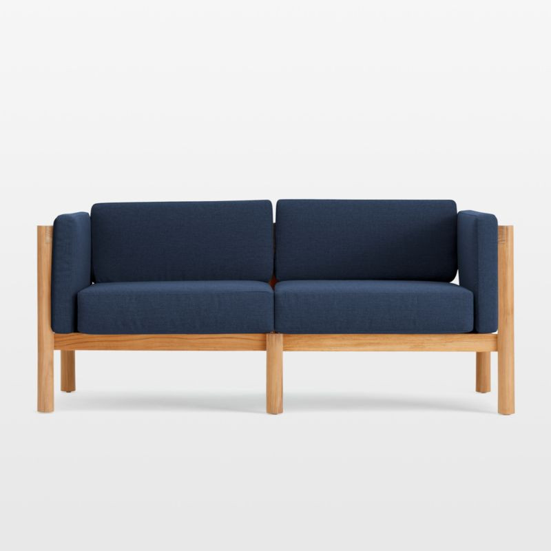 Neighbor Haven 66" Navy Blue Outdoor Loveseat + Reviews | Crate & Barrel | Crate & Barrel