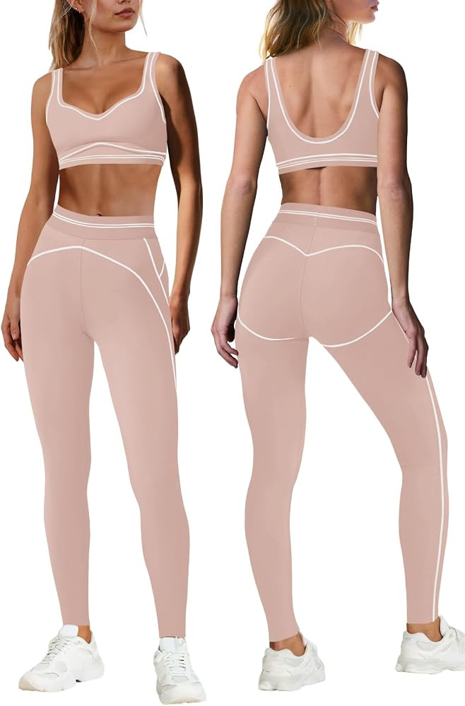 Nirovien Womens 2 Piece Workout Sets Athletic Yoga Sets Pilates Gym Outfits Butt Lifting Leggings... | Amazon (US)