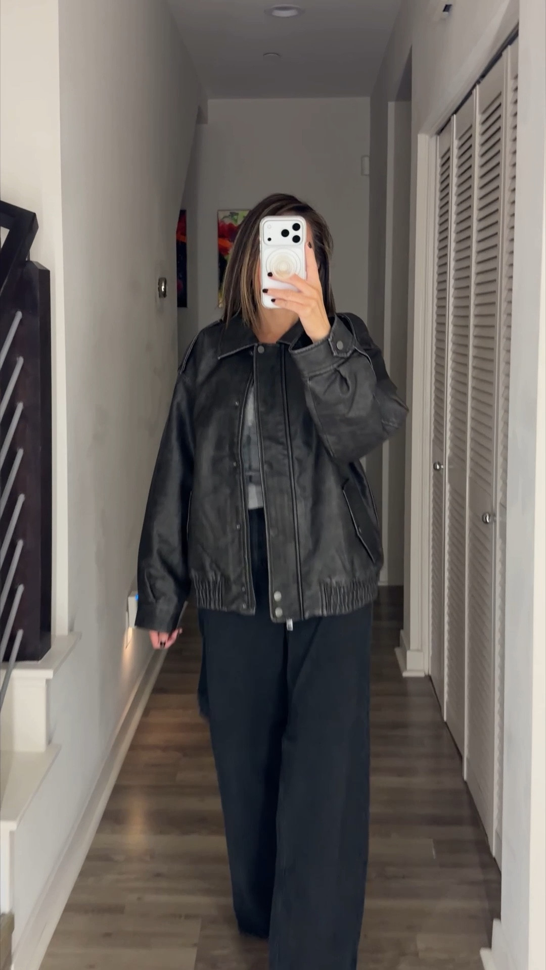 This oversized leather jacket is so good ⚡️ I sized up two sizes. Styled with the most comfortable wide leg jeans. 

Fall outfit, fall fashion, leather jacket, leather bomber jacket, wide leg jeans, jeans, The Stylizt 



#LTKootd #LTKSeasonal #LTKSaleAlert