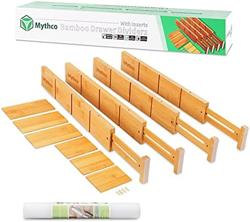 Adjustable Bamboo Drawer Dividers with Inserts and Liner, Expandable Drawer Organizer for Kitchen... | Amazon (US)