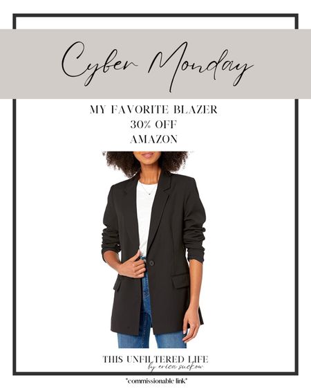 My favorite blazer is 30% off on Amazon for cyber Monday
I wear size large- fits semi oversized 

#LTKCyberweek #LTKsalealert #LTKstyletip
