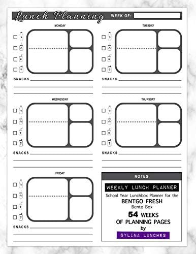 Weekly Lunch Planner: School Year Lunchbox Planner for the Bentgo Fresh Bento Box: 54 Weeks of Pl... | Amazon (US)