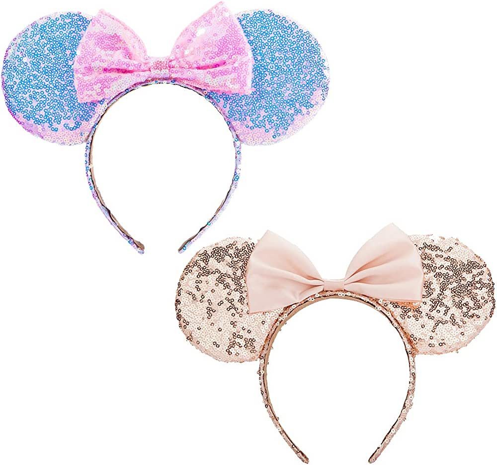 Sparkled Halloween Minnie Ears headband, RAZKO Girls Sequin Halloween Mickey Ears Headband Mouse ... | Amazon (US)