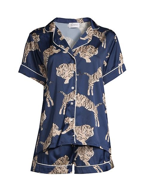 Tiger-Print Satin Pajama Set | Saks Fifth Avenue