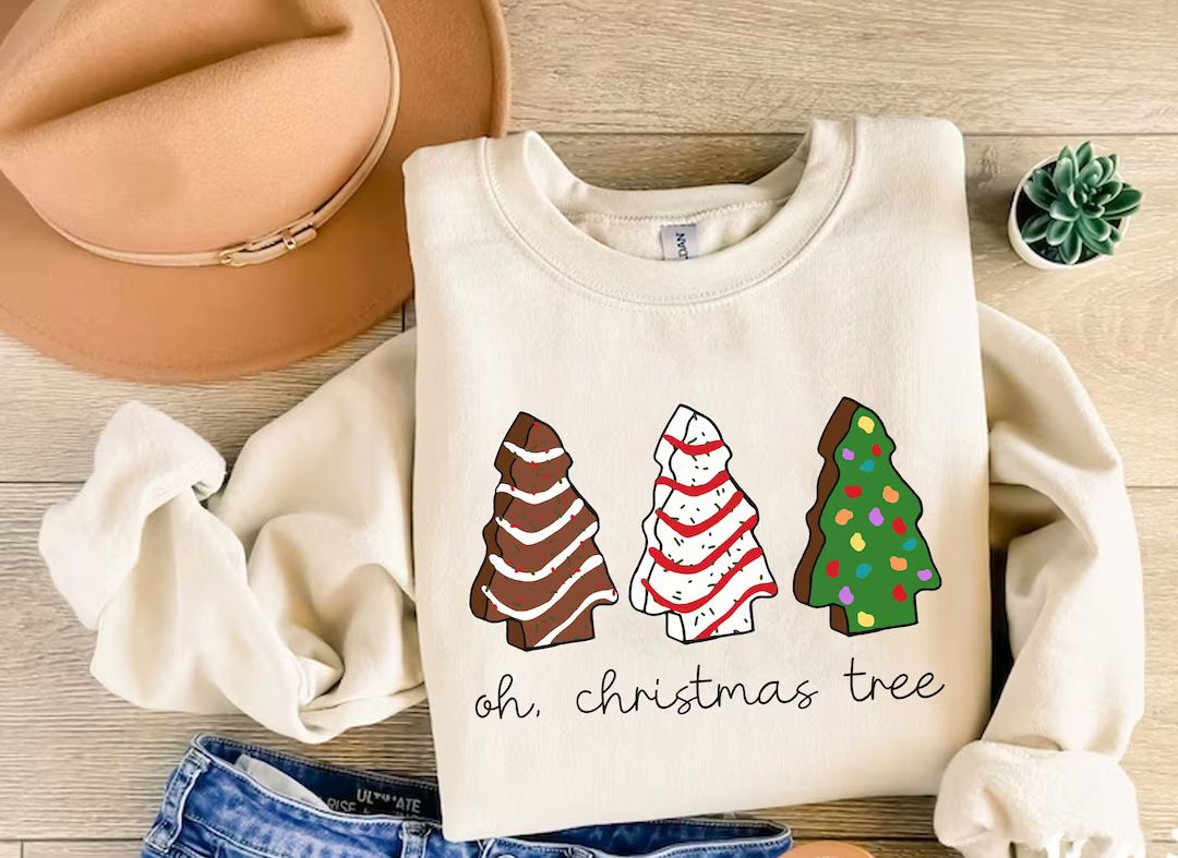 Christmas Cake Tree Sweatshirt Christmas Cake Sweater Oh - Etsy | Etsy (US)