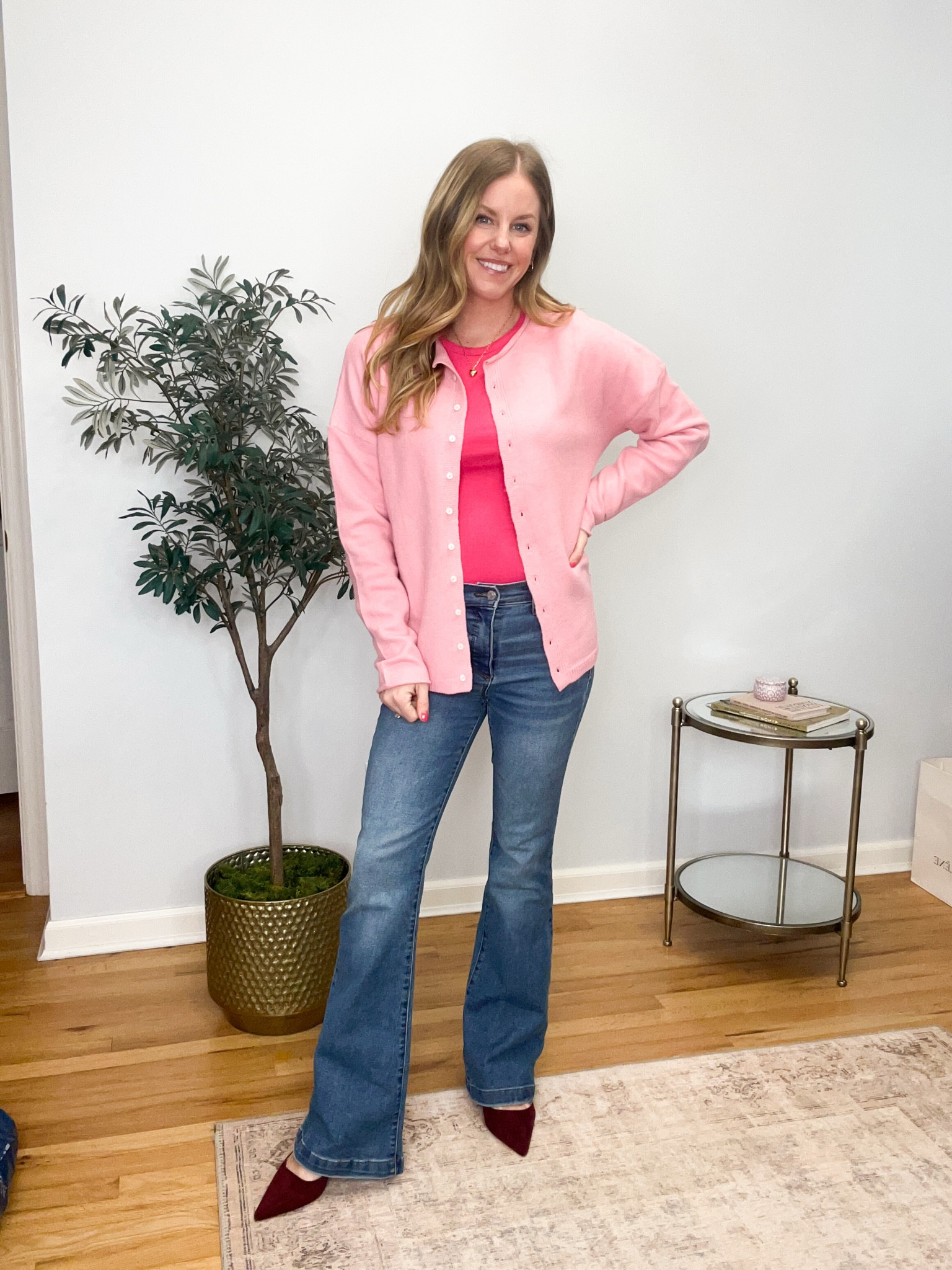 Casual Valentine’s Day outfit. S in the hot pink long sleeve. M in the cardigan  

#LTKSeasonal #LTKValentine #LTKSaleAlert