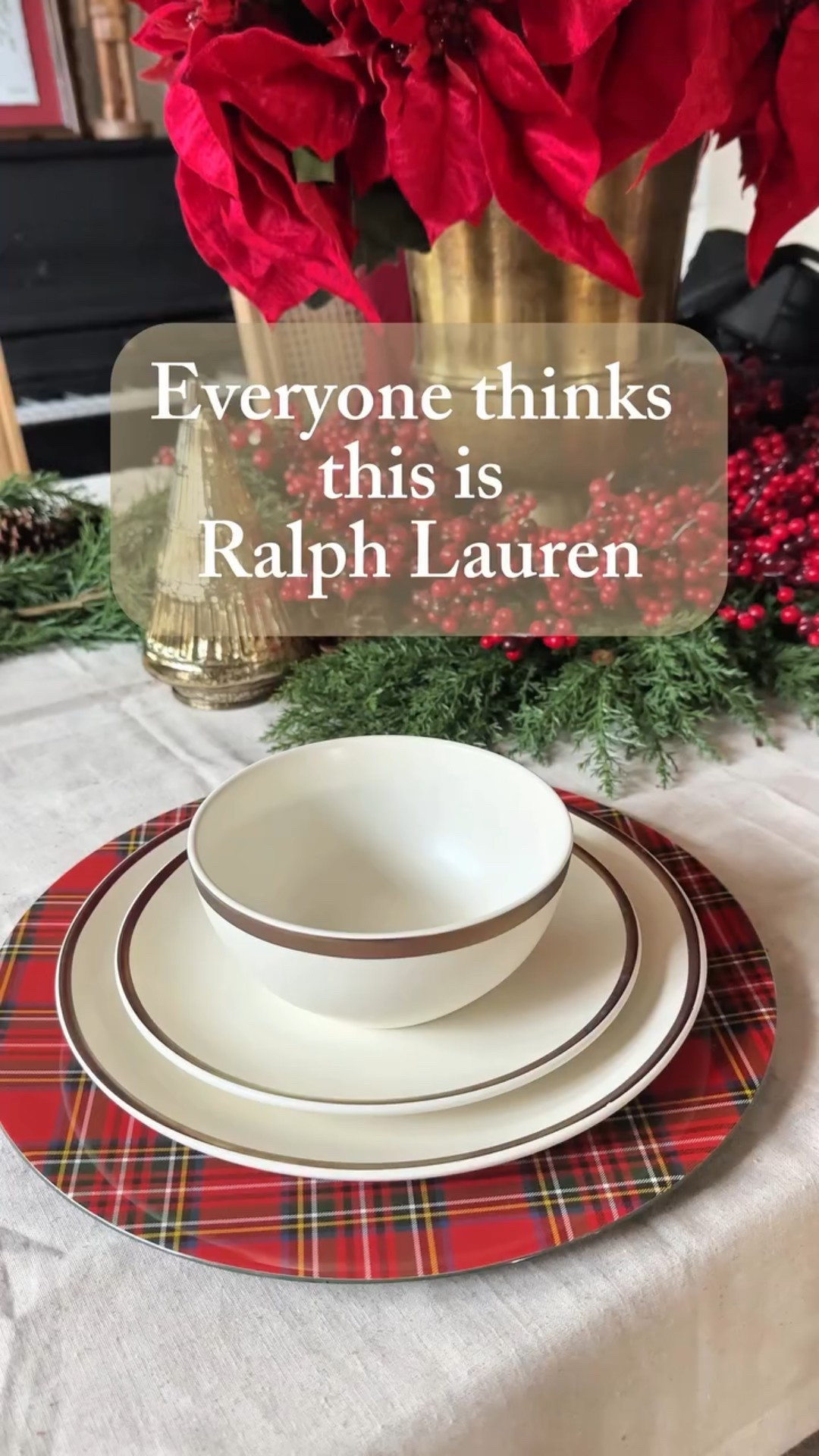 Comment Christmas for links!
Everyone thinks this is Ralph Lauren… but it’s actually from Walmart 🤯🎄
If you’re hosting Christmas this year, THIS is the easiest way to make your table look high-end without the high price.
This dinnerware works for Ralph Lauren-inspired, classic Christmas, neutral, or cozy holiday tables and it instantly elevates the entire space.
I’m obsessed with how timeless and expensive it looks… no one ever guesses it’s affordable 👀✨
🎁 Perfect for hosting, gifting, or upgrading your everyday table

#WalmartFinds
#ChristmasHosting
#HolidayTablescape
#ChristmasDecor
#AffordableHome
#HighEndForLess
#HostingInStyle