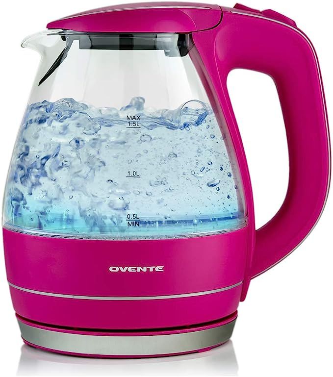 Ovente Electric Hot Water Portable Glass Kettle with Filter 1.5 Liter Stainless Steel Base Counte... | Amazon (US)