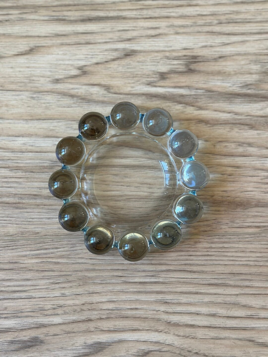 Mid Century Modern Clear Heavy Glass Bowl Ashtray Bubble Flower Rim - Etsy | Etsy (US)