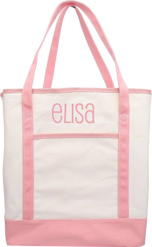 Personalized with Embroidery ThreadArt Extra Large 100% Cotton Natural Canvas Tote Bag with Light... | Amazon (US)