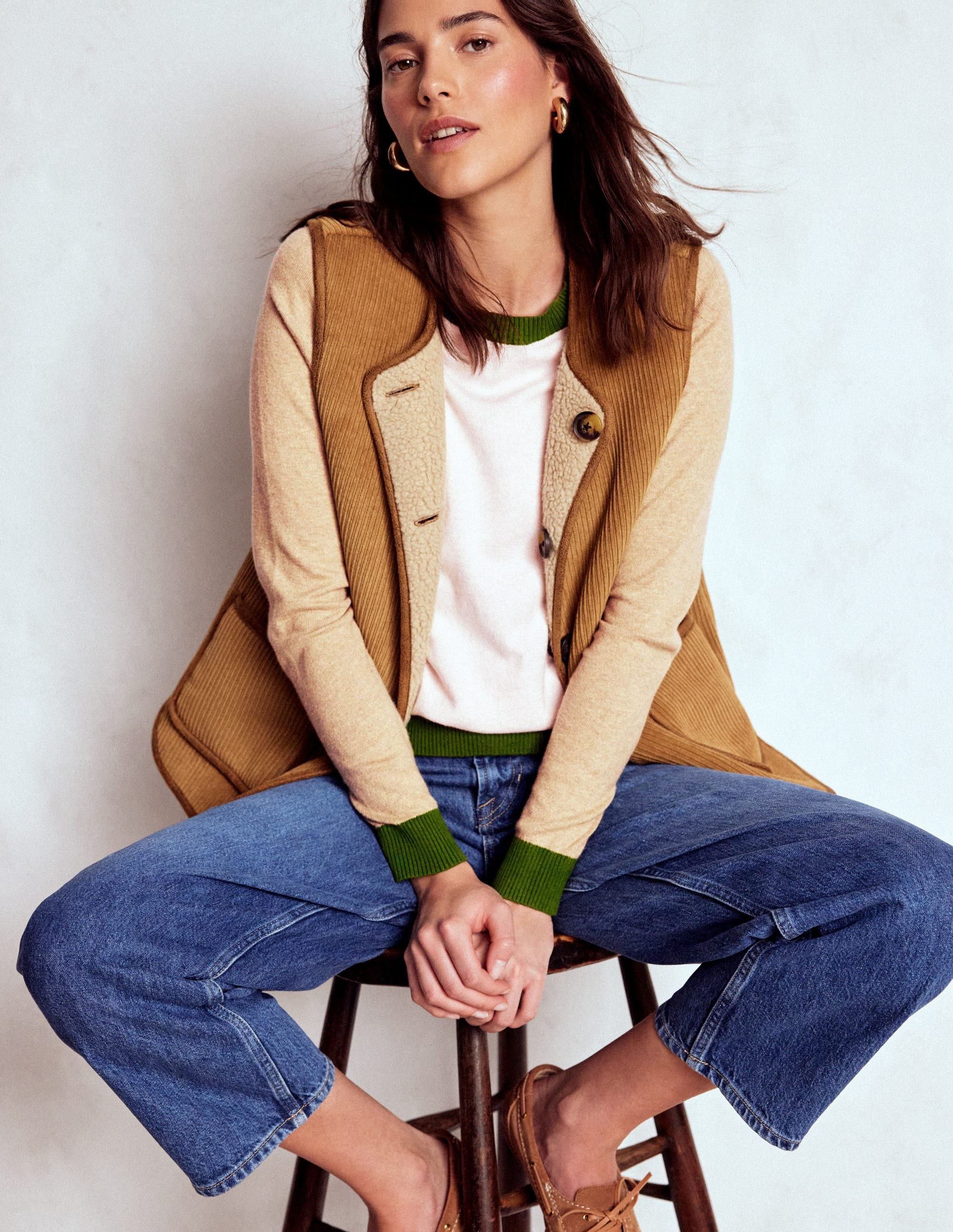 Meg Saddle Sleeve Sweater-Pink, Green Colour Block | Boden (US)