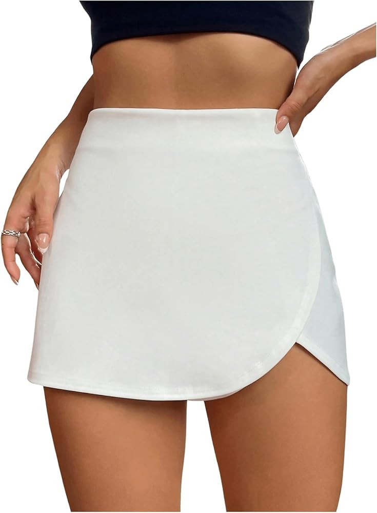 Floerns Women's Casual Solid High Waist Split Wrap Front Summer Short Skorts Skirts | Amazon (US)