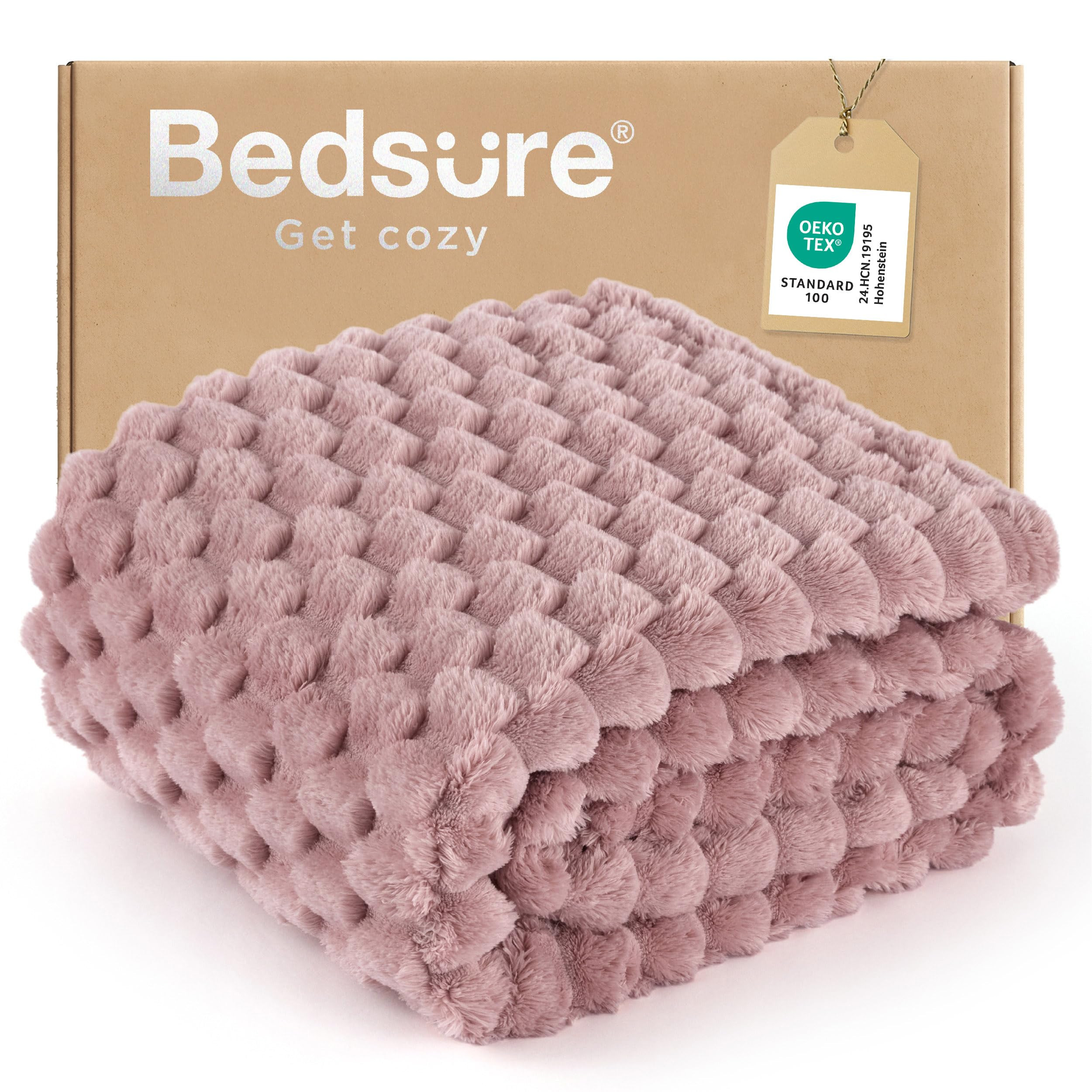 Bedsure Pink Throw Blanket for Couch - 350GSM Soft Cozy Throw Blankets for Bed Home Room Decor, G... | Amazon (US)