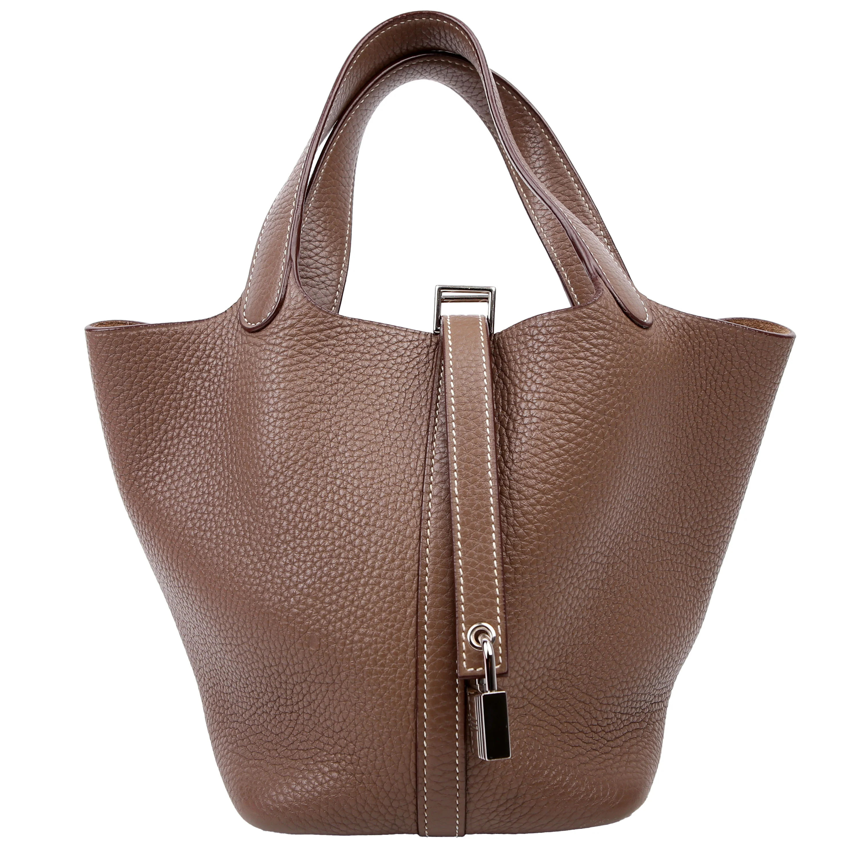 Picotin Lock PM Taurillon Clemence Taupe | Keeks Designer Handbags