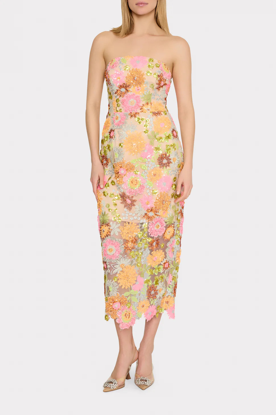 Kait Floral Blossom Sequins Dress | MILLY