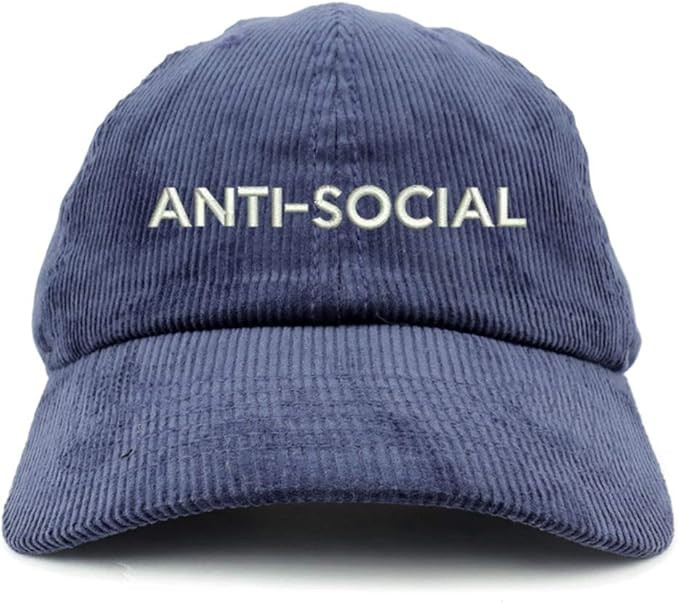 Trendy Apparel Shop Anti Social Cotton Corduroy Unstructured Baseball Cap | Amazon (US)