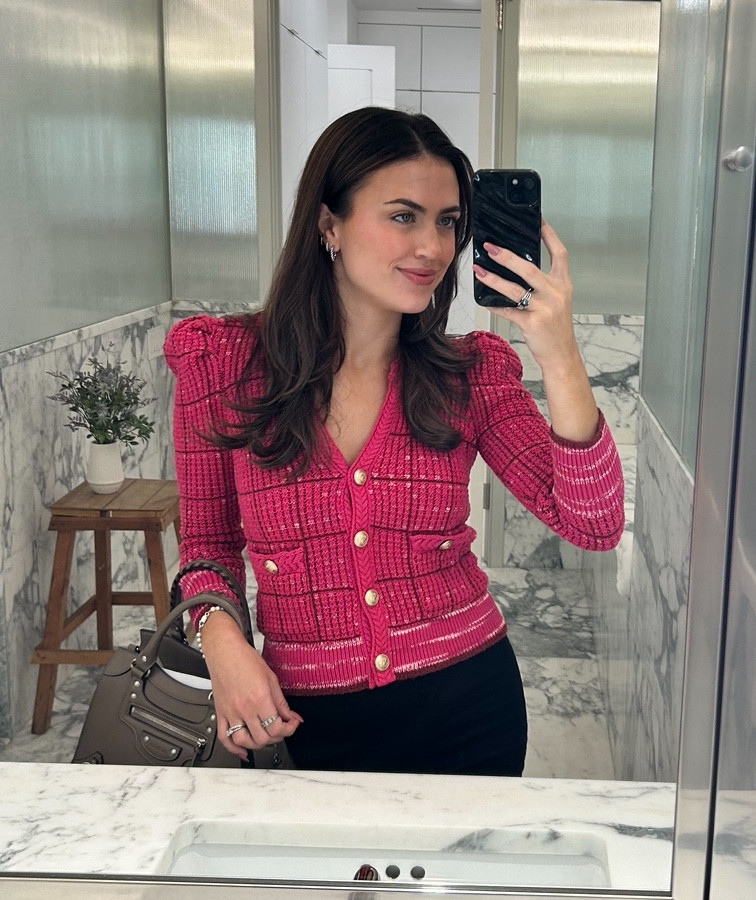 A pop of pink is the best way to ensure you stand out all day. I love a light cardigan style top that mimics a blazer. Especially during transition seasons. Perfect to go from office to after work drinks / dinner. Found it on sale at Bloomingdale’s over $100 off!! 

#LTKWorkwear #LTKSaleAlert #LTKStyleTip