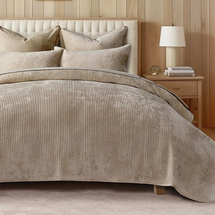 EverGrace Velvet Quilt Set King Size, Luxurious Soft Quilted Bedding Sets, Lightweight Velvet Com... | Amazon (US)