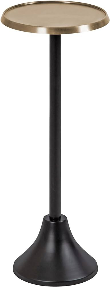 Kate and Laurel Sanzo Modern Decorative Metal Pedestal Drink Table with Hammered Texture for Use as Plant Stand, 9x9x23, Black and Antique Brass | Amazon (US)