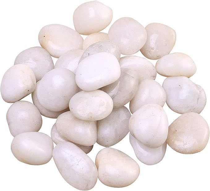 FANTIAN Natural Polished White Pebbles - 5lb Smooth White River Rocks for Plants, Aquariums, Vase... | Amazon (US)