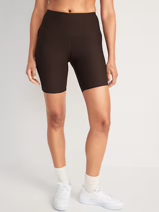 High-Waisted PowerSoft Side-Pocket Biker Shorts for Women -- 8-inch inseam | Old Navy (US)
