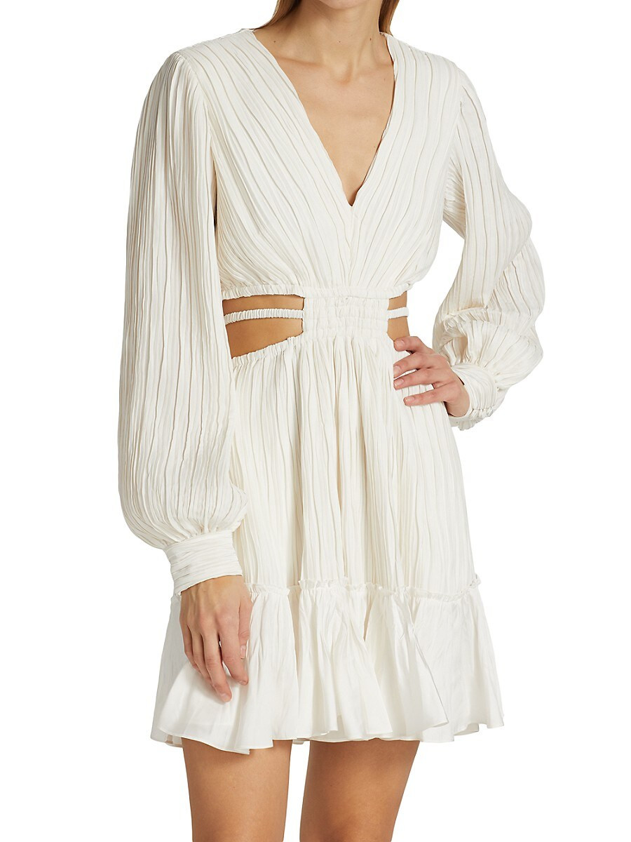 Jonathan Simkhai Women's Londyn Pleated Waist Cut-Out Minidress - White - Size L | Saks Fifth Avenue OFF 5TH