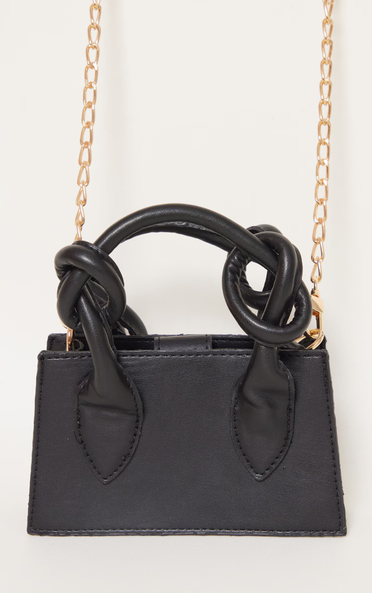 Black PU Mini Knot Handle Grab Bag | Pretty Little Thing (Australia & New Zealand)