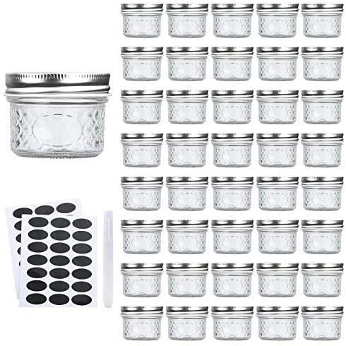 Accguan Mini Mason Glass Canning Jars,4 OZ Jelly Jars With Regular Lids（Silver,Ideal for Honey,... | Amazon (US)