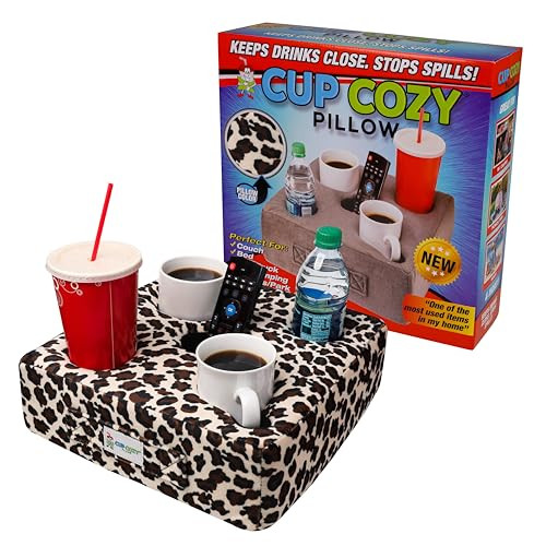 The Original Cup Cozy Pillow Gray-As Seen on TV-The World's Best Couch/Bed/Car Cup Holder for Drinks/Snacks/Remotes! (Cheetah Leopard, 5 Hole) | Amazon (US)