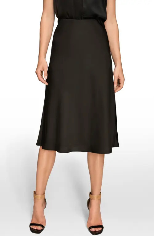 Donna Karan New York Satin Midi Skirt in Black at Nordstrom, Size 2 | Nordstrom