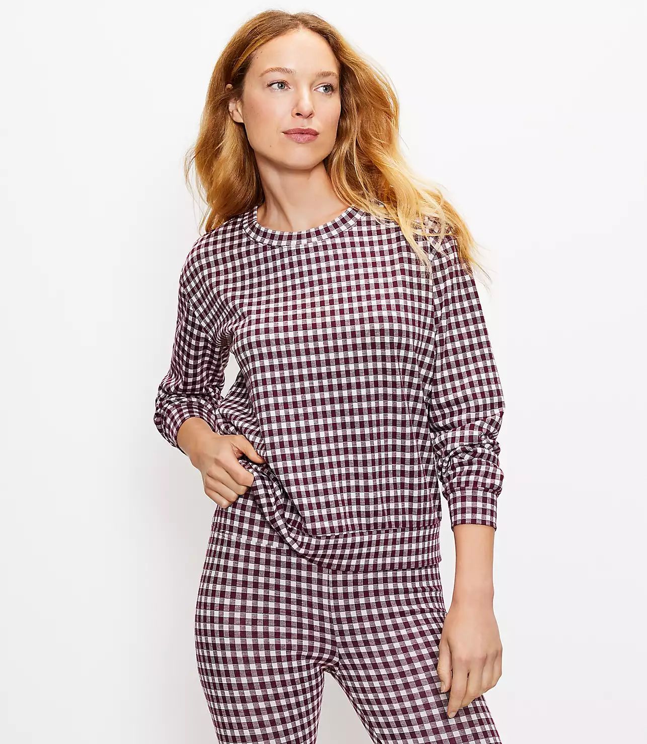 Lou & Grey Gingham Ponte Sweatshirt | LOFT