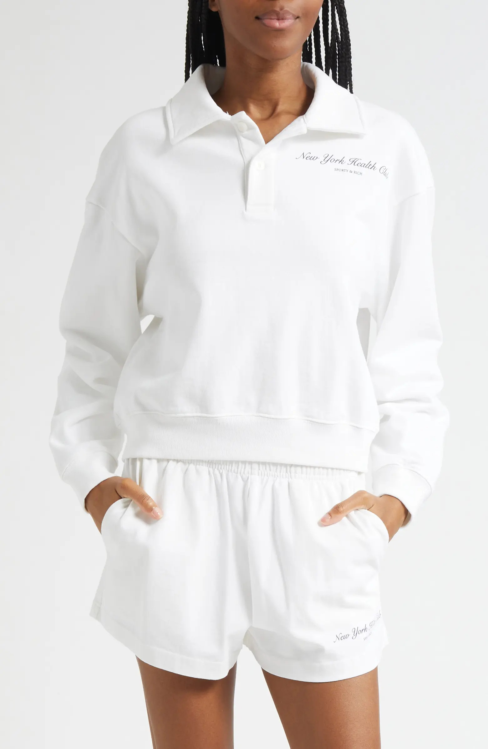 Sporty & Rich NY Health Club Polo Sweatshirt | Nordstrom | Nordstrom