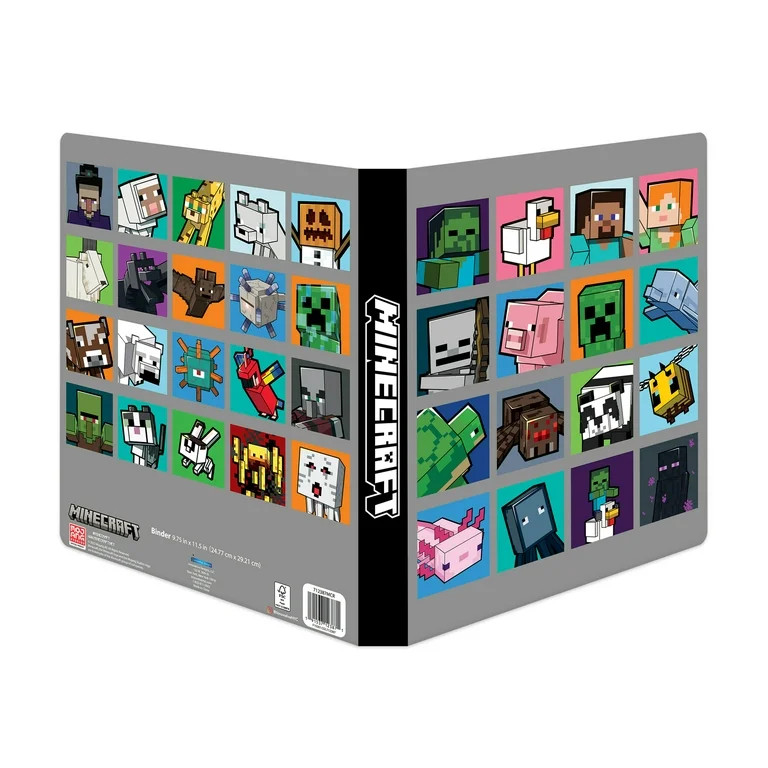Minecraft 1” Vinyl Binder, 3-Ring, 9.75 Inch Wide by 11.5 Inch High - Walmart.com | Walmart (US)